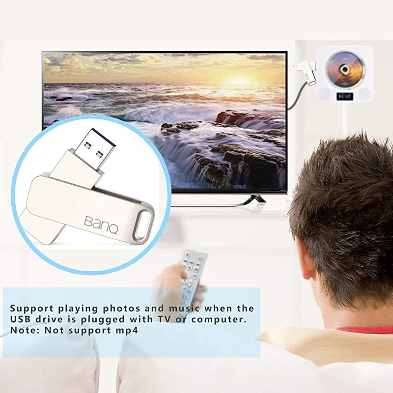 DVD / CD Player with Bluetooth, Wall Mountable CD Music Player with Remote Control HDMI for TV Home CD Boombox with FM Radio Built-in HiFi Speakers (White)