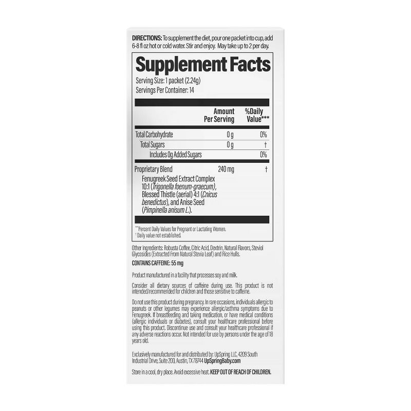 UpSpring Milkflow Fenugreek and Blessed Thistle Lactation Supplement Coffee Drink Mix - 14ct