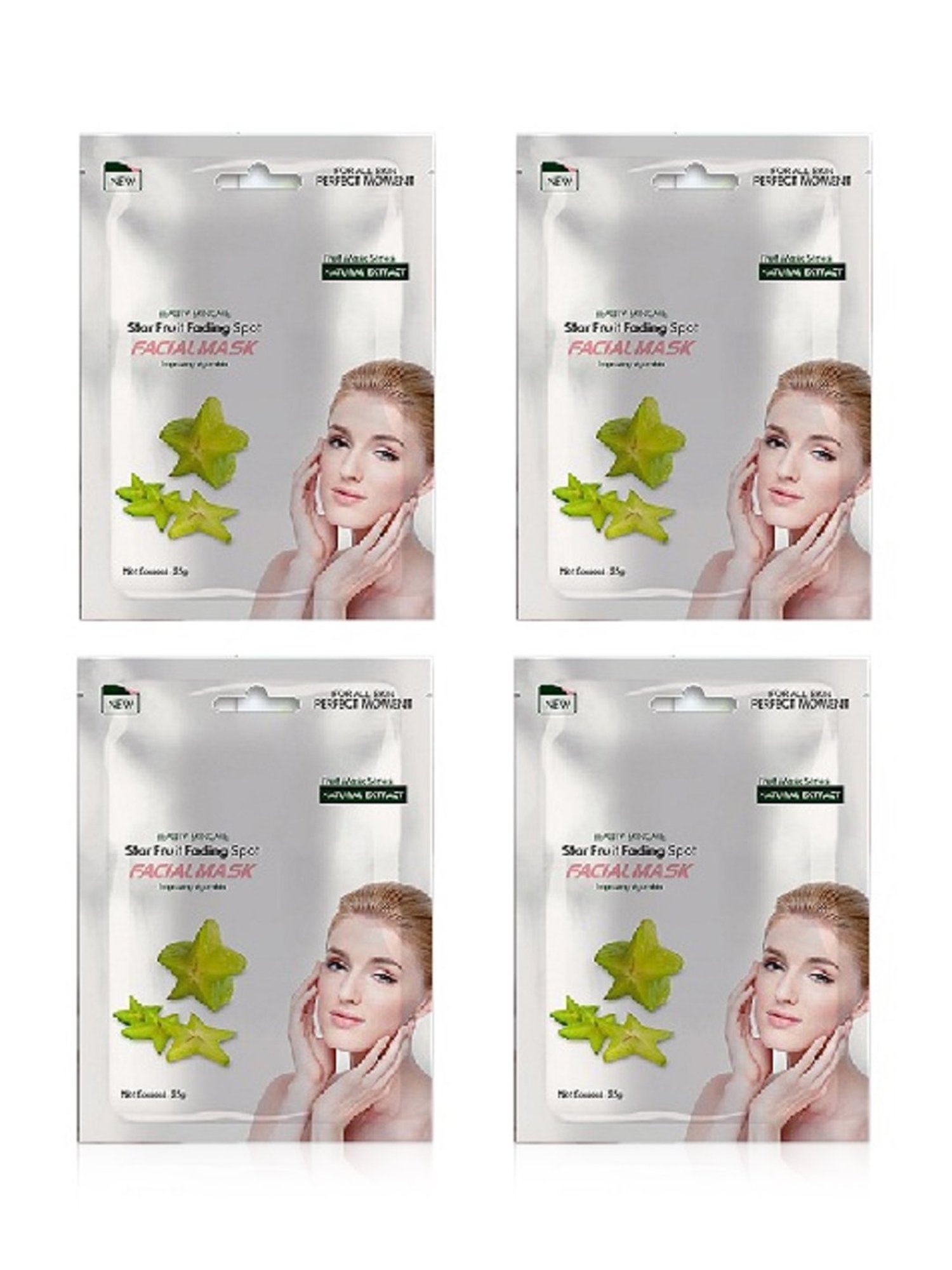 MONDSUB Starfruit Beauty Face Sheet Masks (Pack of 4) - 25 gm Each