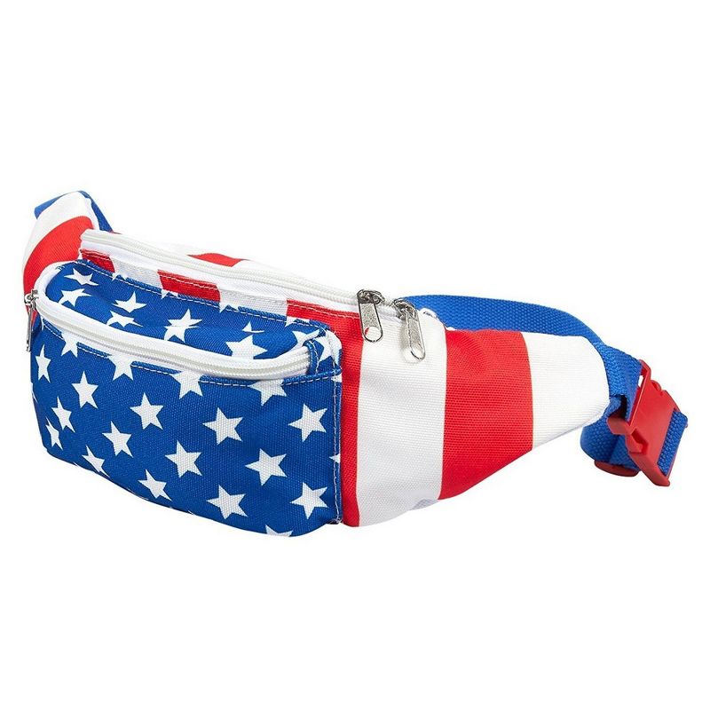 Juvale USA Fanny Pack - American Flag Fanny Pack, Patriotic Waist Bag for Vacations, Special Events, Daily Use - 15 x 4.5 x 3 Inches