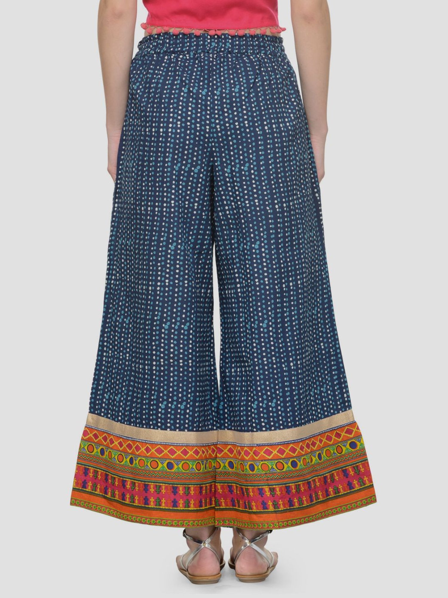KSUT Navy Cotton Printed Palazzos
