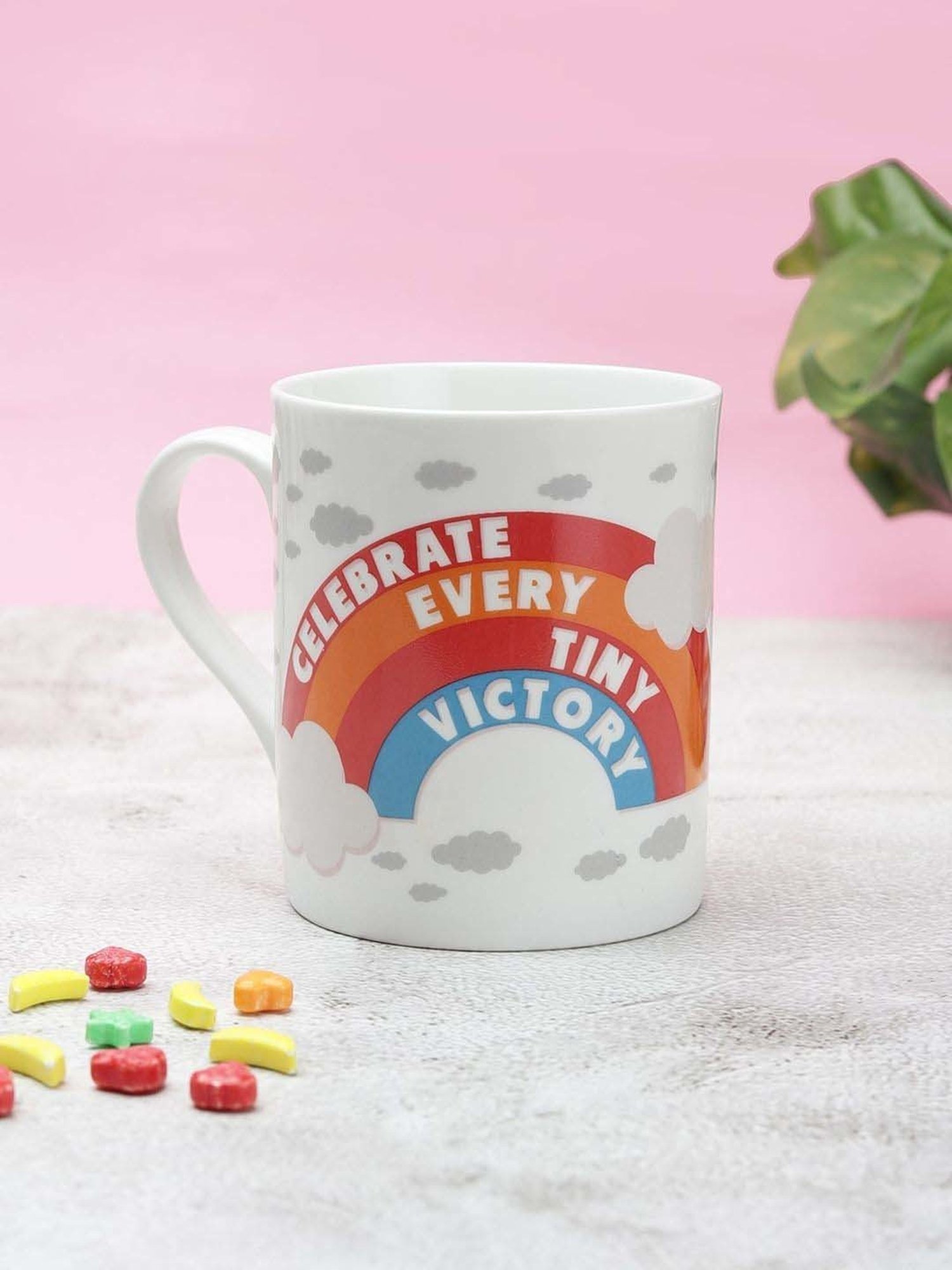 Clay Craft Multicolor Fine Ceramic Abstract Milk Mug 350 ml - 1 Pc