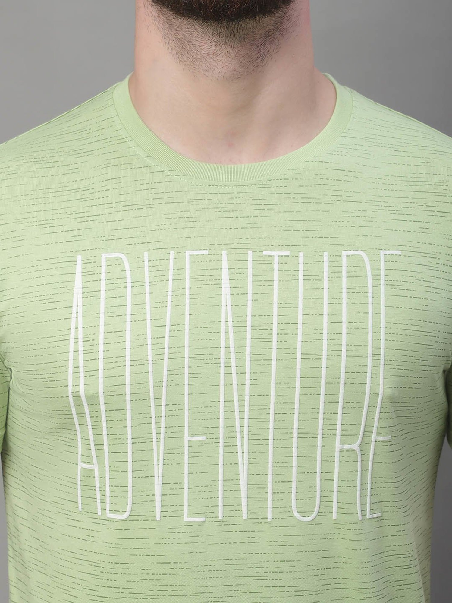 Venitian- Forbidden Clothing Light Green Slim Fit Printed T-Shirt