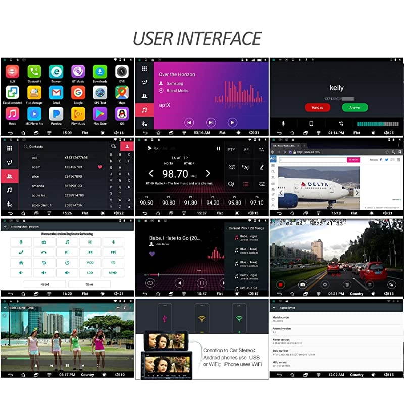 A6 Android Car Navigation Stereo with Dual Bluetooth & Phone Fast Charge - PRO A6Y2721PRB-G 2GB / 32GB 2DIN in Dash Entertainment Multimedia Radio,Gesture Operation,WiFi, Support 256G SD &More