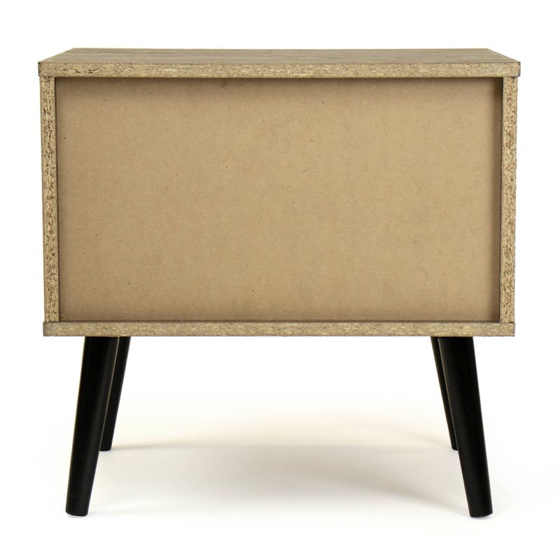 Nightstand with Drawer Storage Dark Wood/Black - Humble Crew