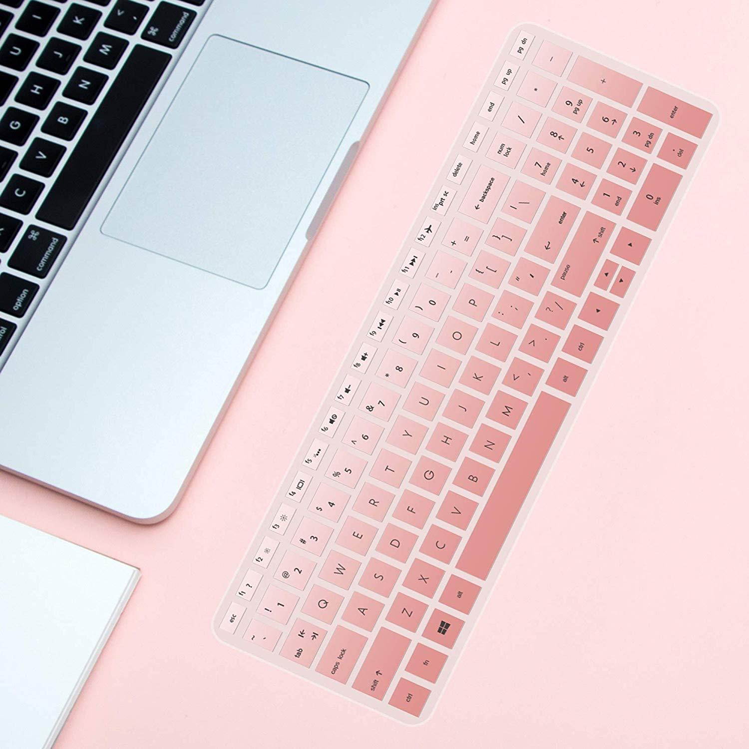 [2Pack] Keyboard Cover Skin for 15.6 HP Pavilion X360 15-BR075NR 15M-BP012DX BP011DX BP111DX BP112DX 15M-BQ021DX BQ121DX, 15-BS020NR 15-BS020WM 15-BS013DX 15-BW011DX, HP Envy 17M (gradualpink)