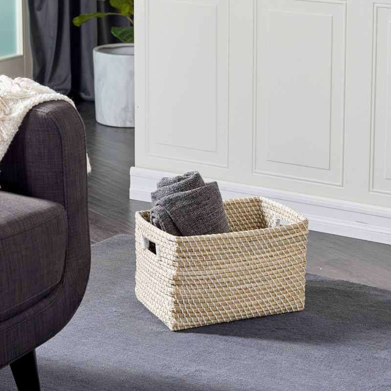 CosmoLiving by Cosmopolitan Contemporary Seagrass Storage Basket Brown