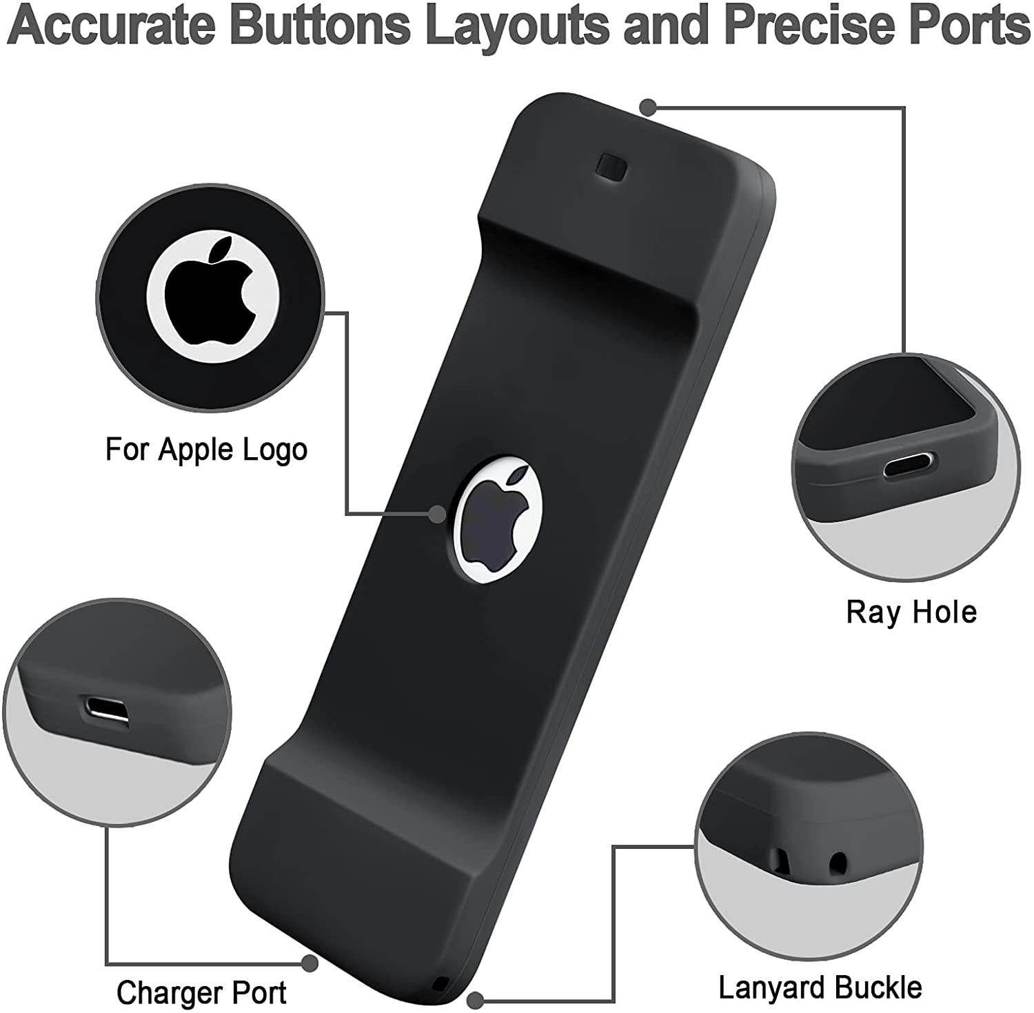 HYIEOU Remote Case for Apple TV 4K 4th / 5th Generation,Light Weight Washable Anti Slip Shock Proof Silicone Cover for Apple TV 4 and 4K/5th Gen Siri Remote Controller (Black)