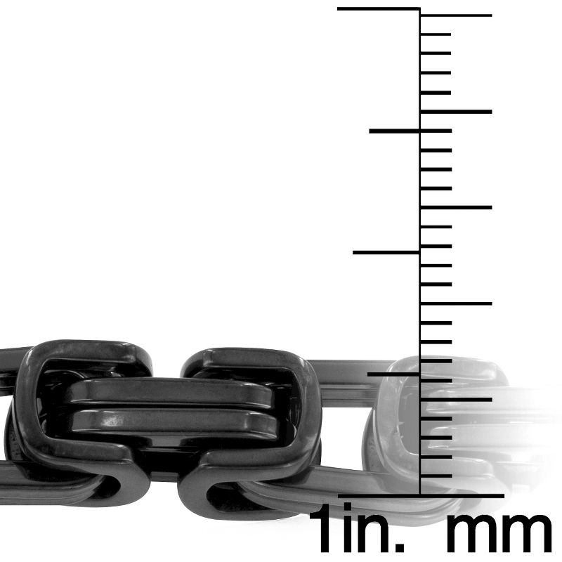 Men's Stainless Steel Plated Byzantine Chain Necklace and Bracelet Set - Black