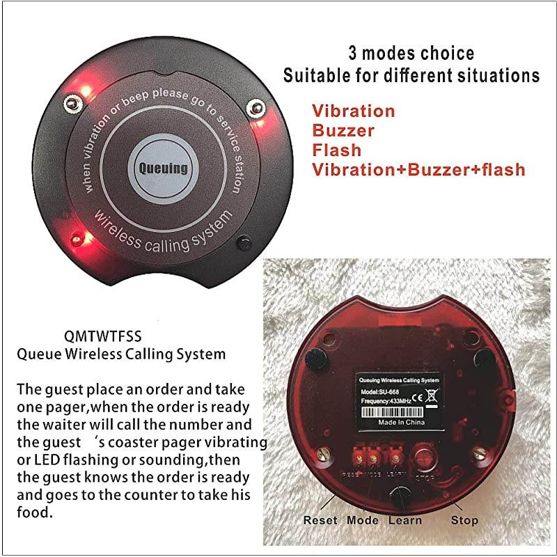 30 Coaster Pagers+1 Keypad Queue Call Pager Restaurant Wireless Calling System Waiter Wireless Guest Paging System for Restaurant Church Food Truck Coffee Shop Office