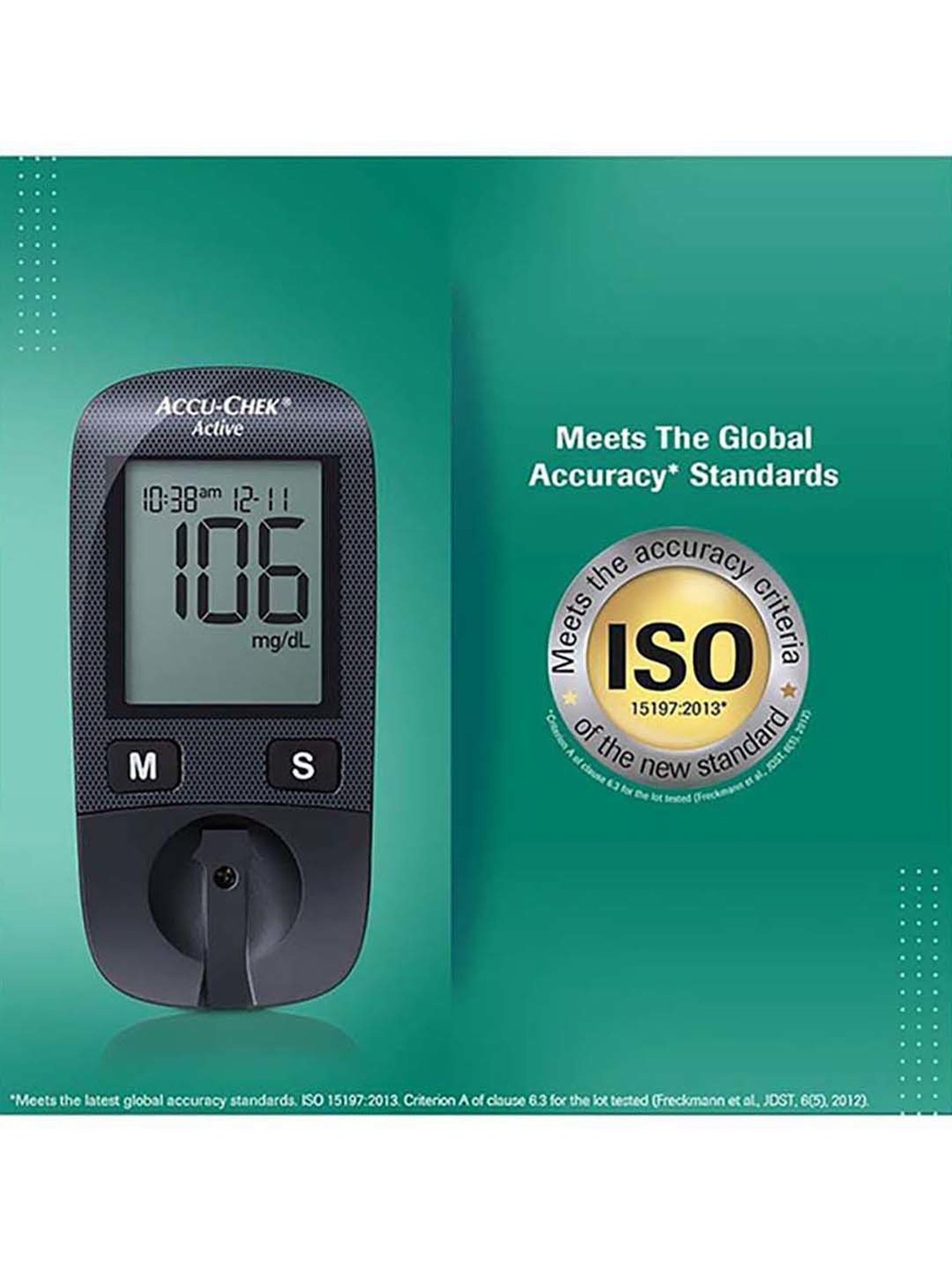 Accu Chek Active Blood Glucometer Kit with 10 Test Strips (Black)