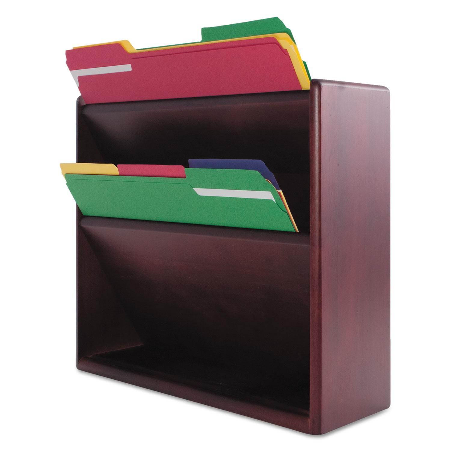 Hardwood Double Wall File, Letter, Two Pocket, Mahogany