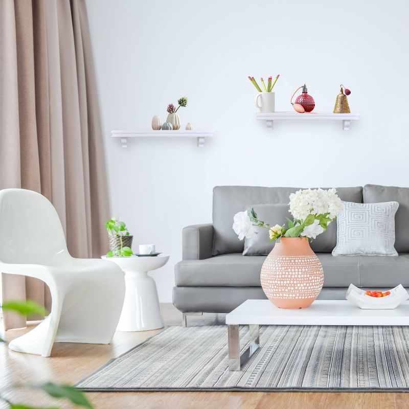 23.6" x 4" 2pc Decorative Floating Display Ledge Shelves White - Danya B.