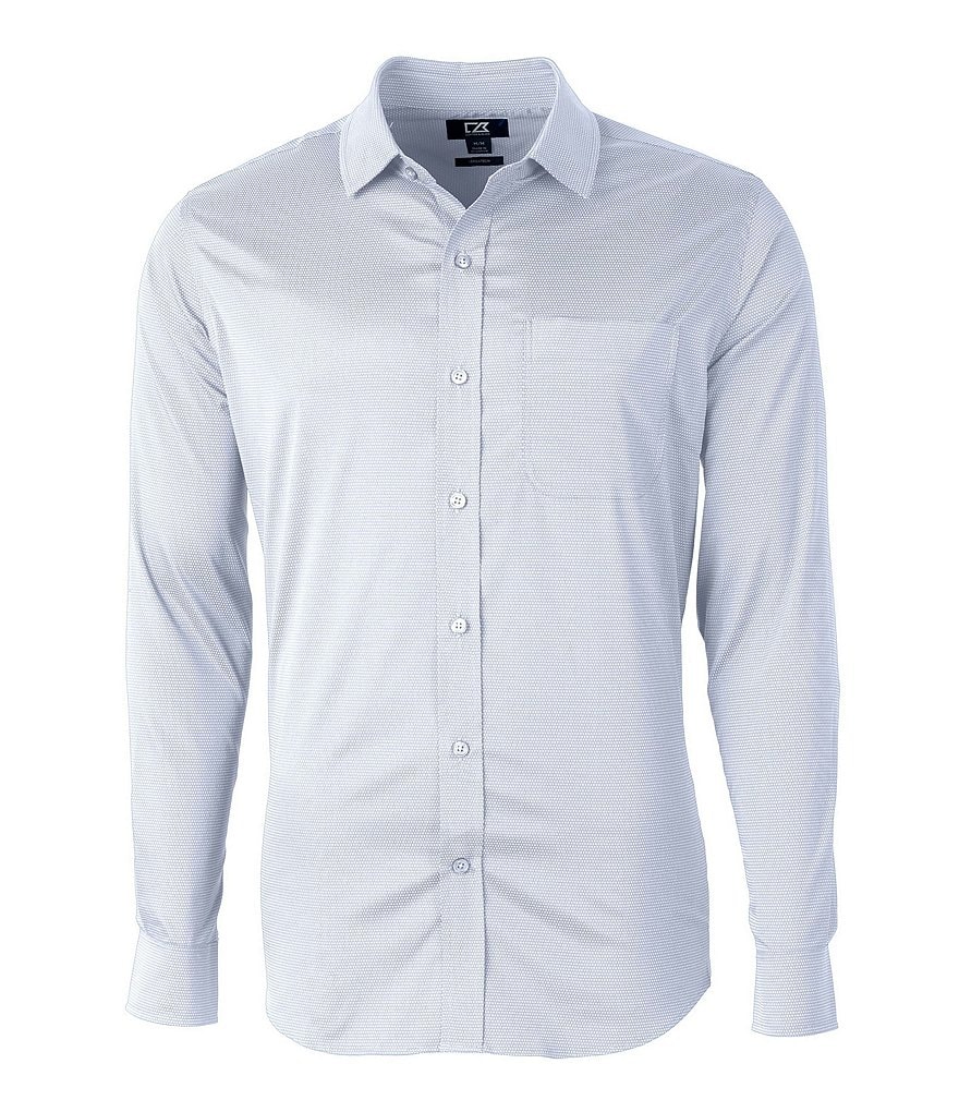 Cutter & Buck Versatech Geometric-Printed Long-Sleeve Dress Shirt