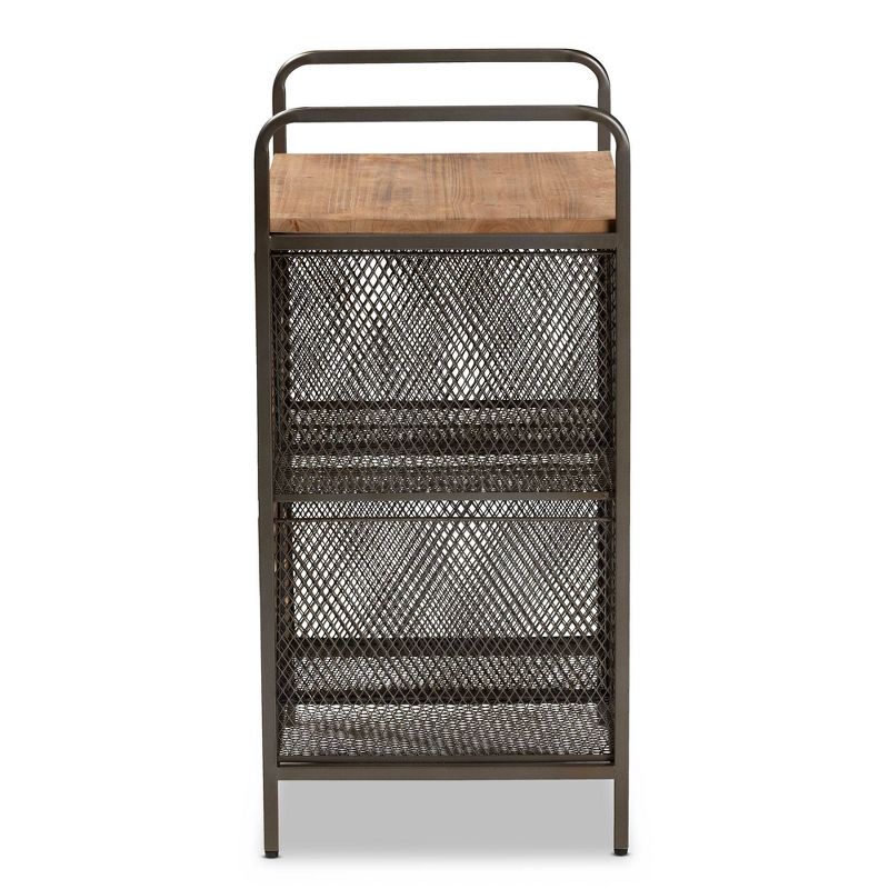 Aila Farmhouse Wood and Metal Kitchen Storage Cabinet Brown/Black - Baxton Studio