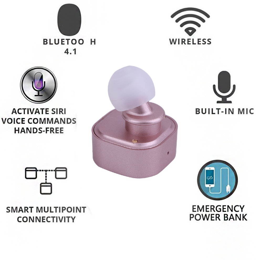 Earpiece 2 In1 Wireless V4.1 Super Stereo Bass Earphone Wireless Earbuds,pink