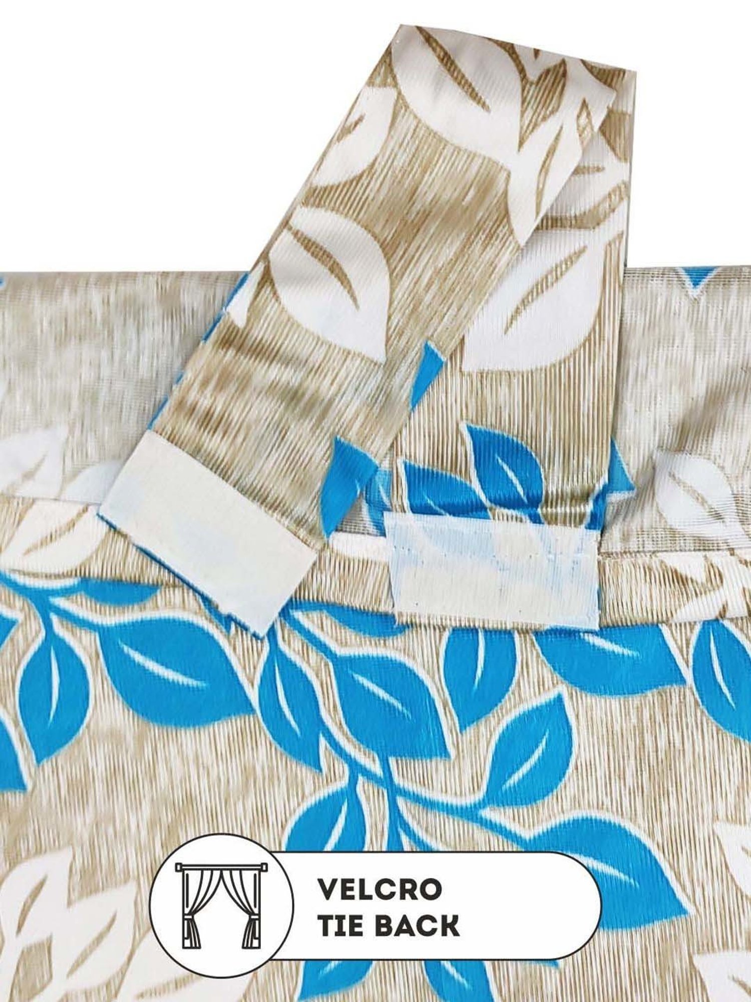 Bianca SANTORO Beige & Blue Faux Silk 7 Ft. Door Curtain - Set of 2