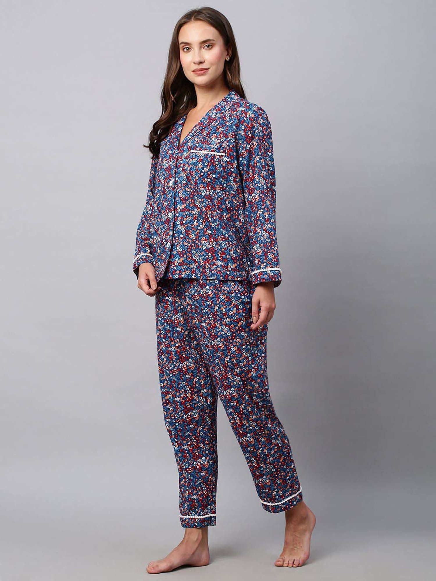 Chemistry Multicolored Floral Print Shirt Pyjama Set