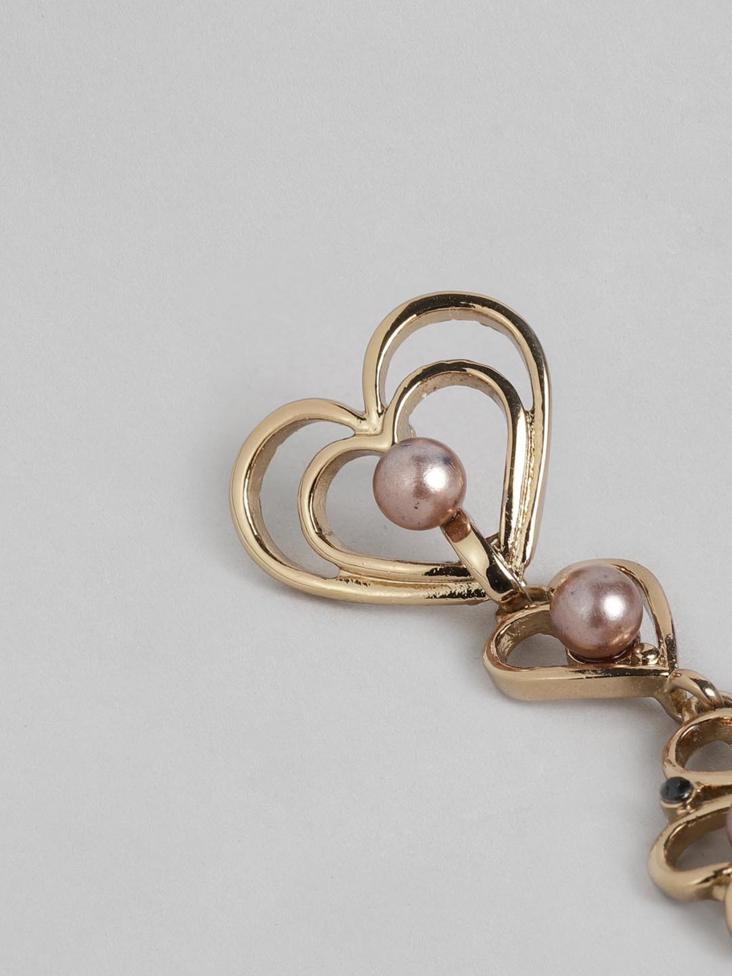 Estele Gold-Plated Flower Heart Earrings with Pearls for Girls/Women