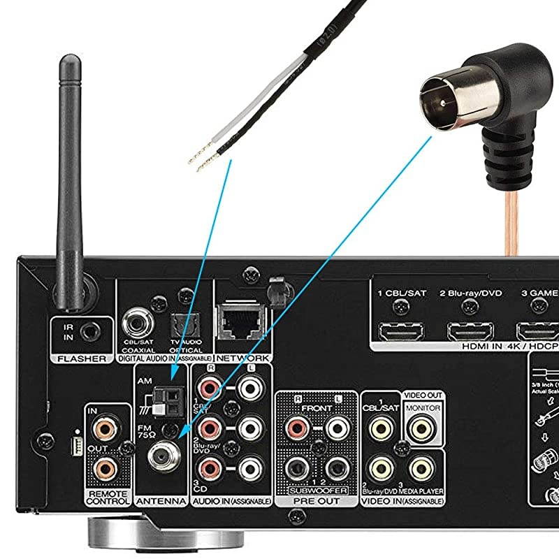 75 Ohm FM Dipole Antenna FM Antenna and AM Loop Antenna for Denon Pioneer Onkyo Yamaha Marantz Indoor HD Radio Bluetooth Stereo Receiver AV Audio Vedio Home Theater Receiver Power Amplifier