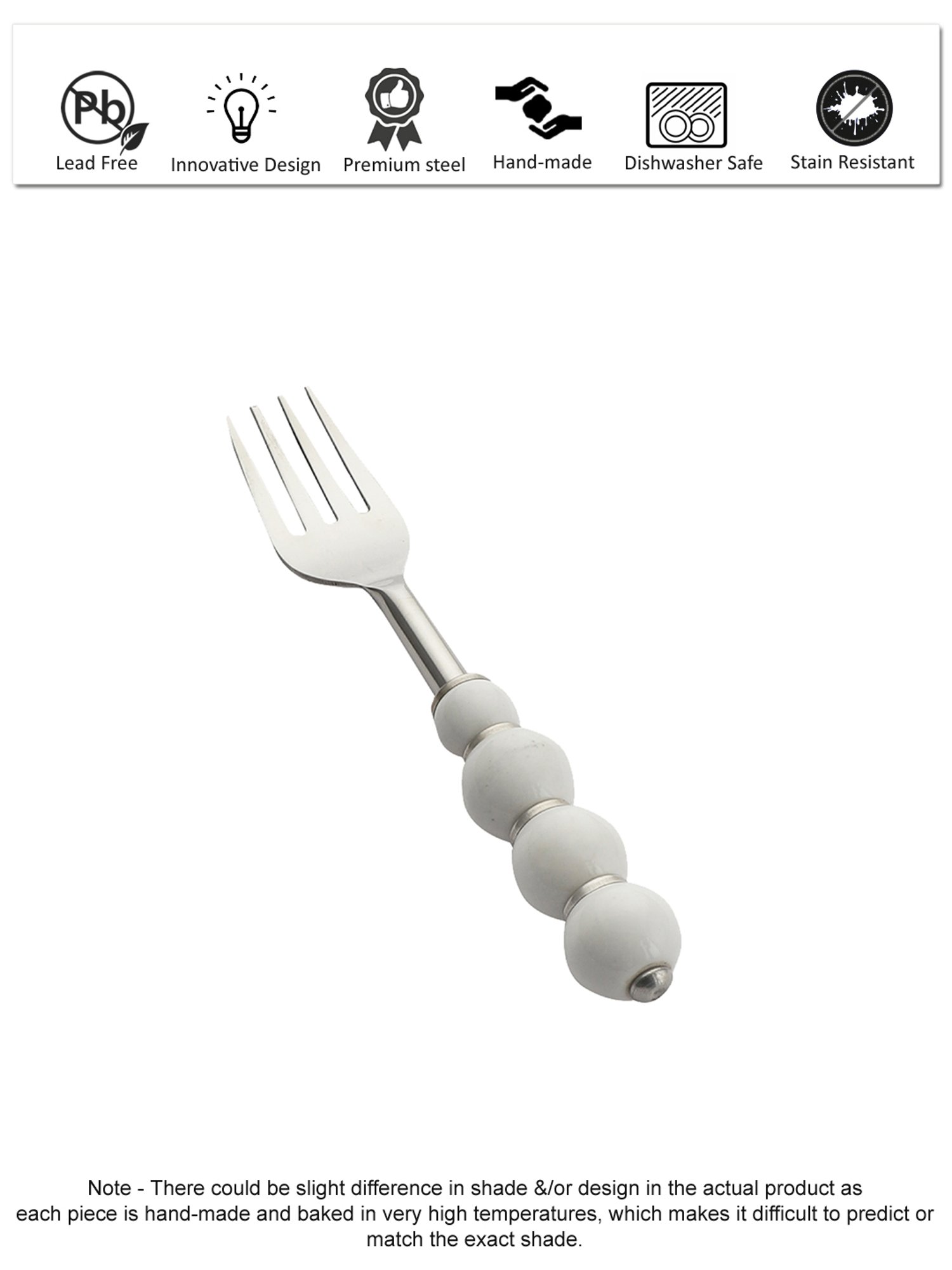 VarEesha White Steel Forks - Set of 6