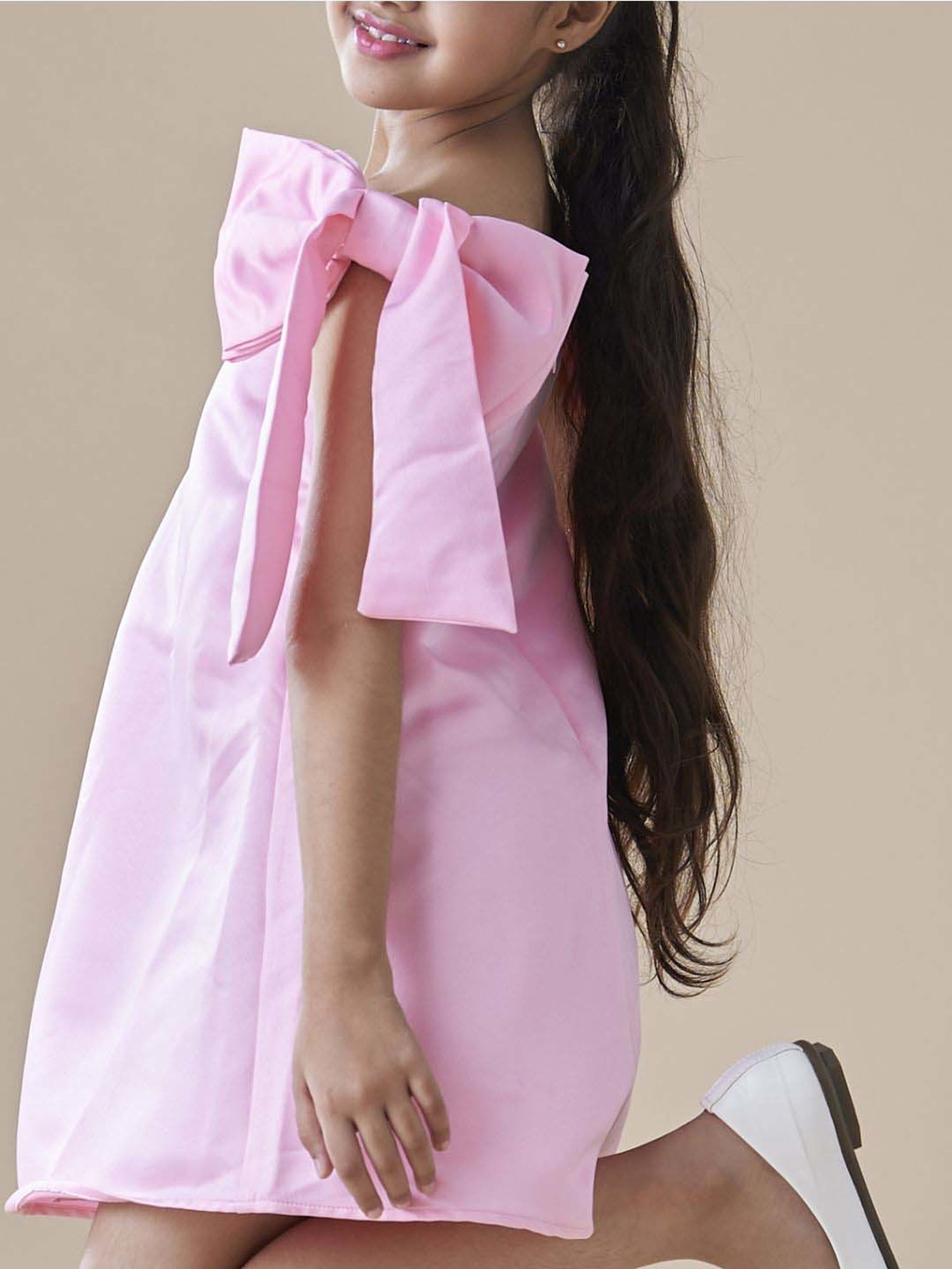 KidsDew Girls Pink Solid Casual Dresses