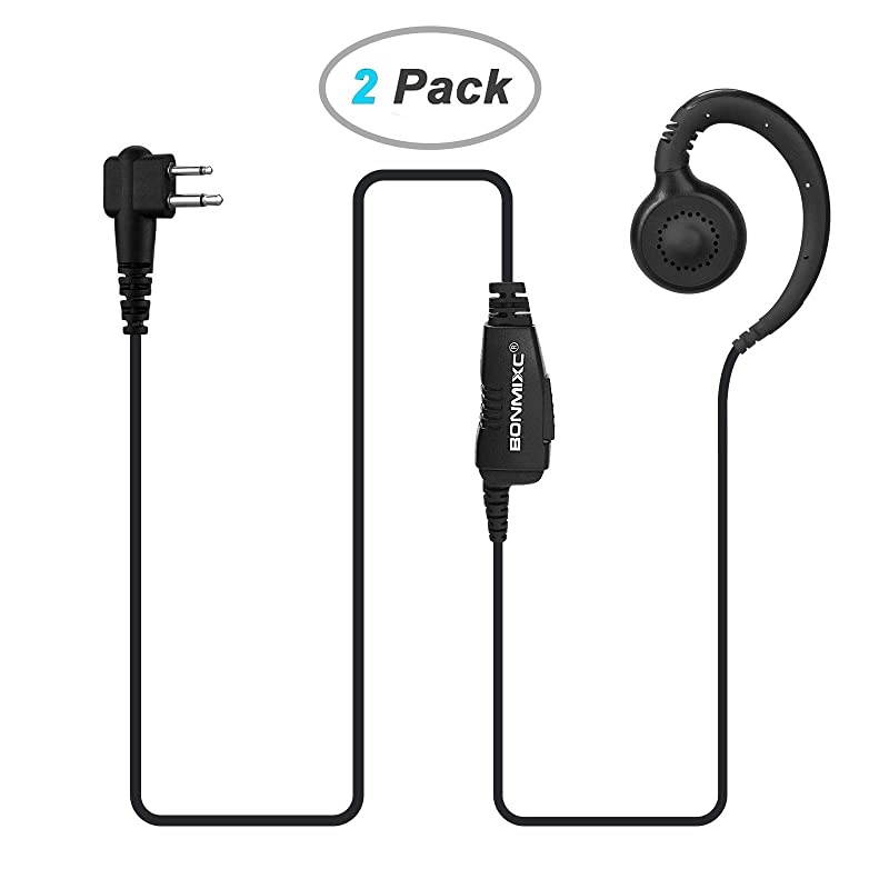 2 Pack Walkie Talkie Earpiece Mic PTT Compatible with Motorola 25mm+35mm 2Pin Thicker Reinforced Cable Walkie Talkie Headset CRing Earloop
