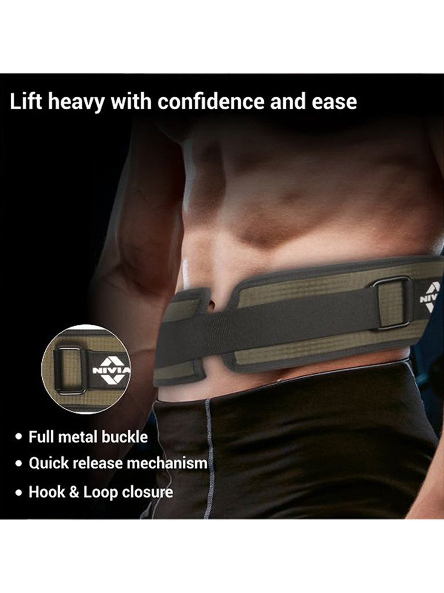 Nivia Weightlifting Gym Belt (Green) Size - M