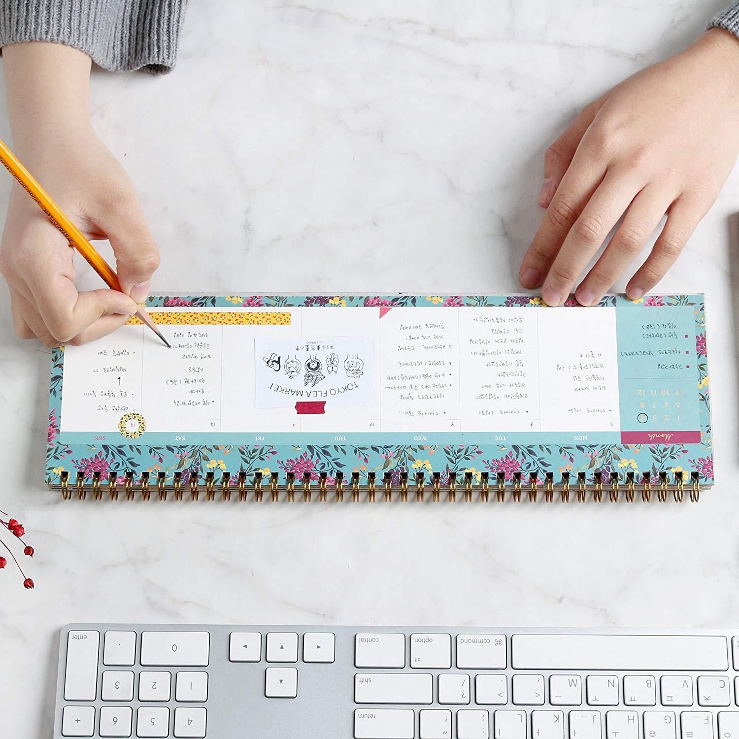 FUN DESIGN FAIR Weekly Planner Pad - Wirebound Undated Weekly Planner Pad, Weekly Scheduler Pad (Pink)