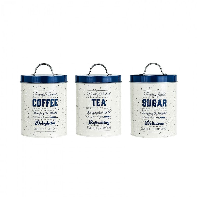 Amici Home Metro Metal Canister, Assorted Set of 3 (Coffee, Tea, Sugar)