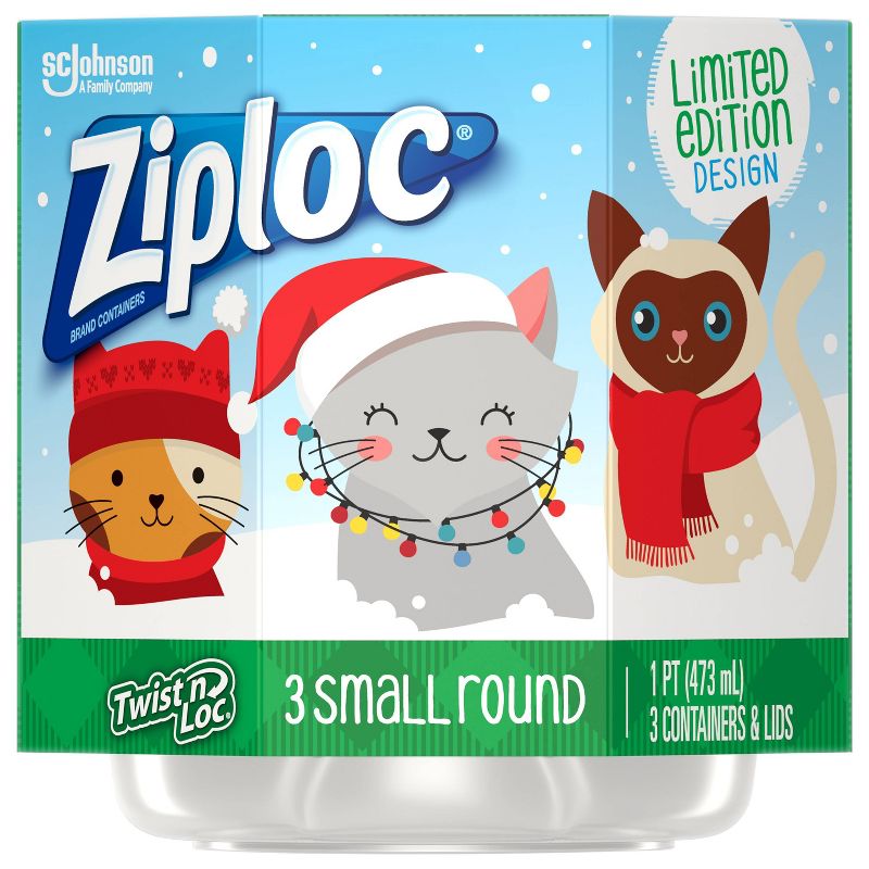 Ziploc Holiday Twist 'N Loc Storage Containers - Red - 16oz/3ct