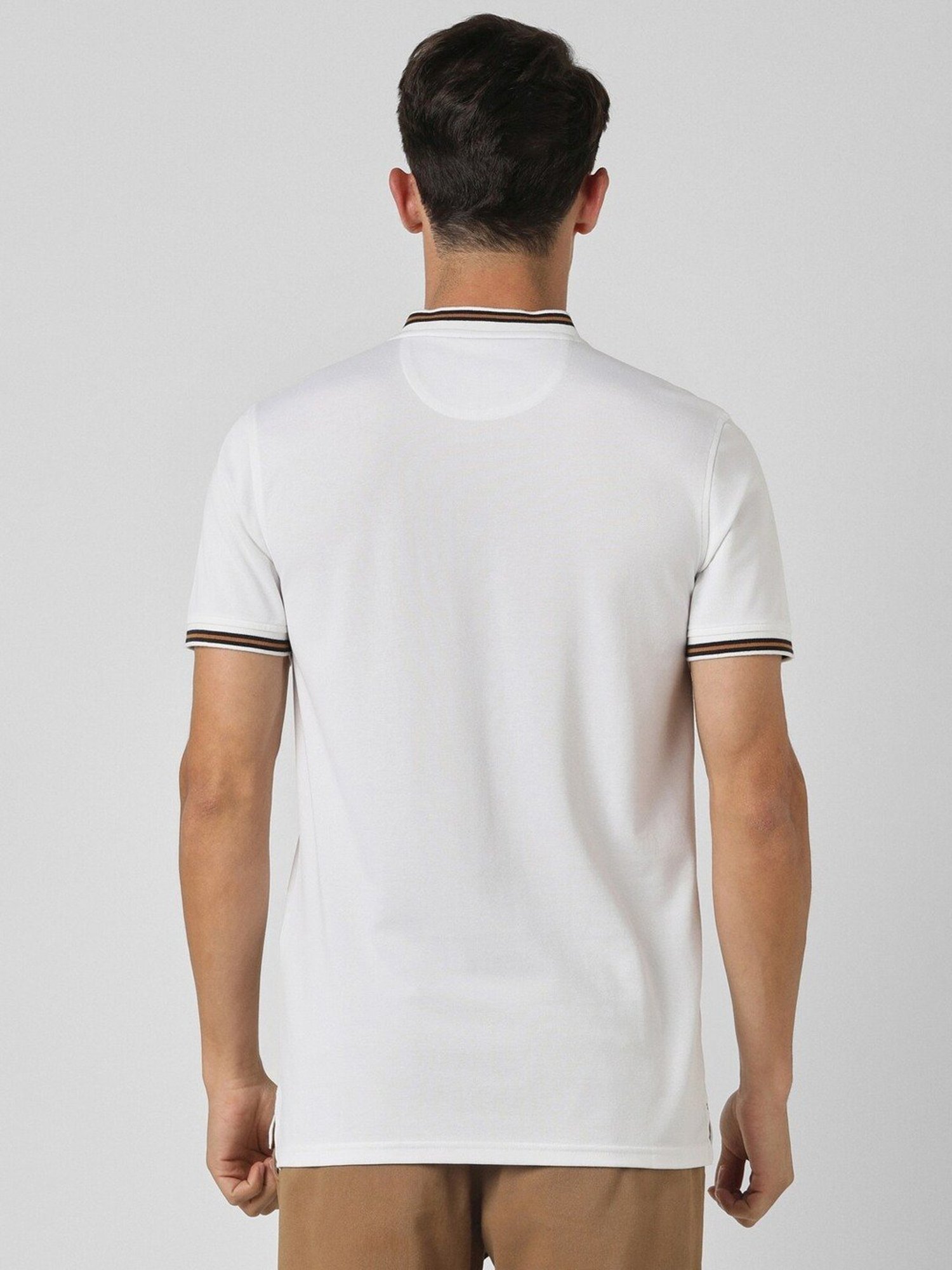 Van Heusen White Regular Fit Printed Henley T-Shirt