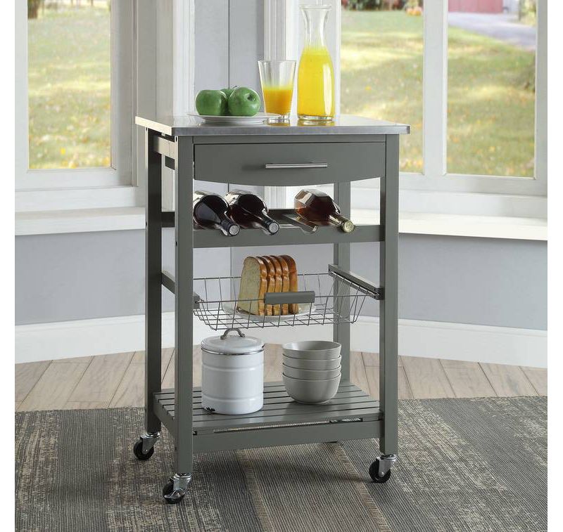 Sunrise Kitchen Island with American Maple Top White/Natural - Flora Home