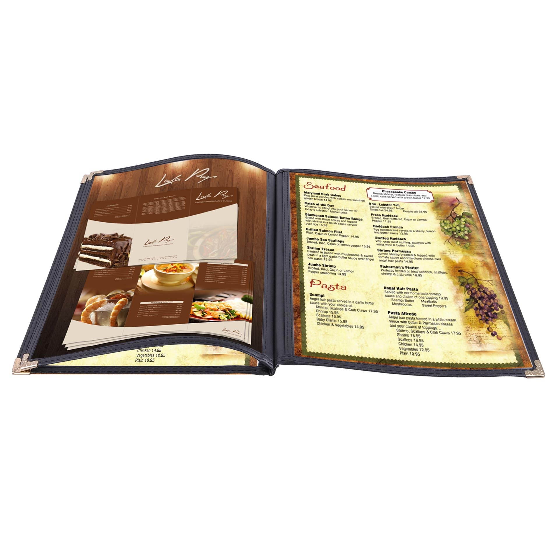 30pc 8.5x14 Menu Cover Trifold 6 View 3 Page Restaurant Cafe Book Clear Black