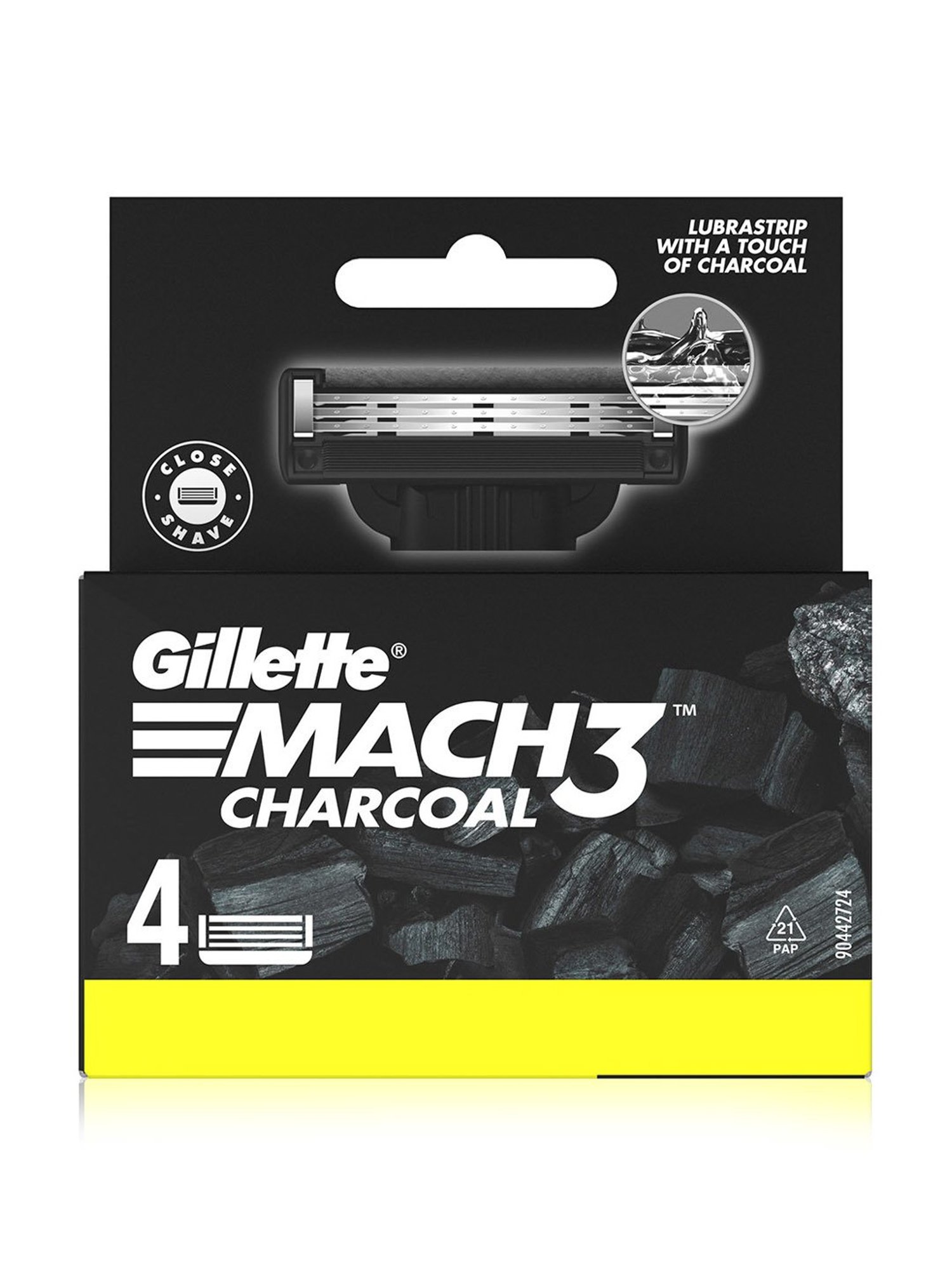 Gillette Mach3 Charcoal Shaving Razor Blades - 20 gm (Pack of 4)