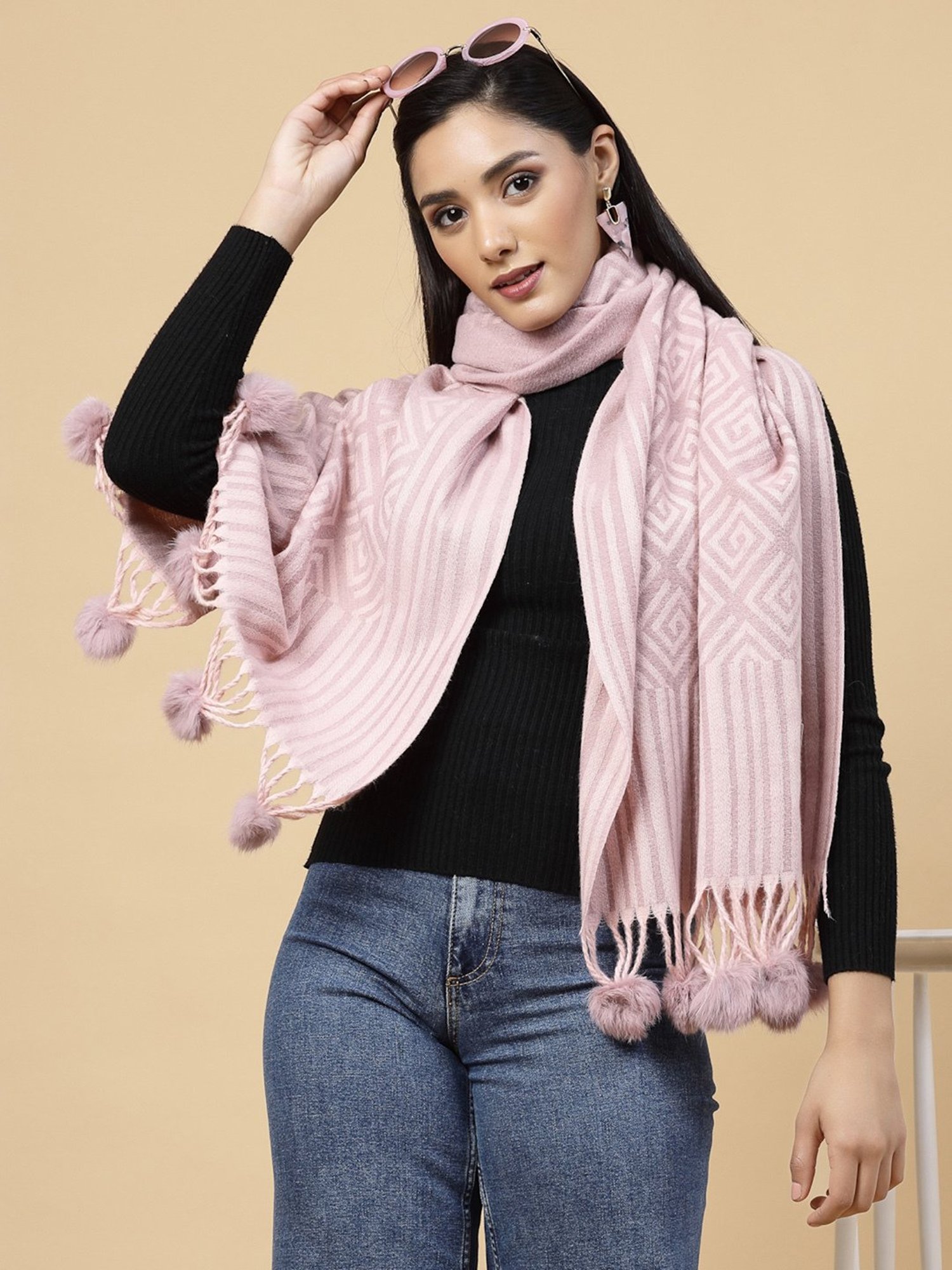 Mafadeny Pink Printed Stole