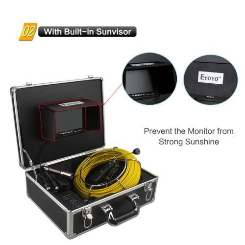 Eyoyo Pipe Pipeline Inspection Camera 50M/164ft Drain Sewer Industrial Endoscope Video Plumbing System with 7 Inch LCD Monitor 1000TVL DVR Recorder Snake Cam (Include 8GB SD Card)