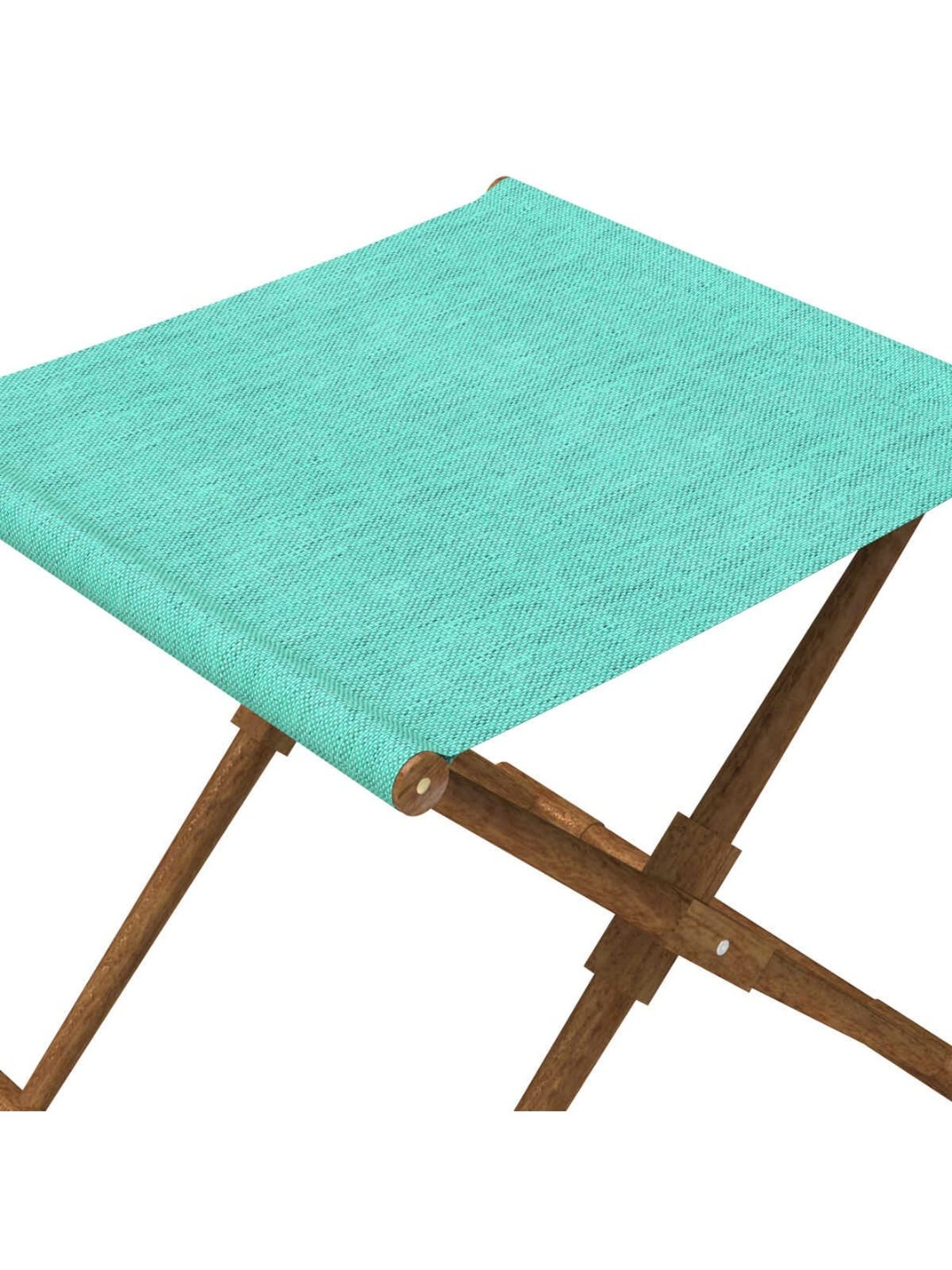 Chumbak Bistro Maldivian Solid Blue Sheesham Wood Folding Ottoman