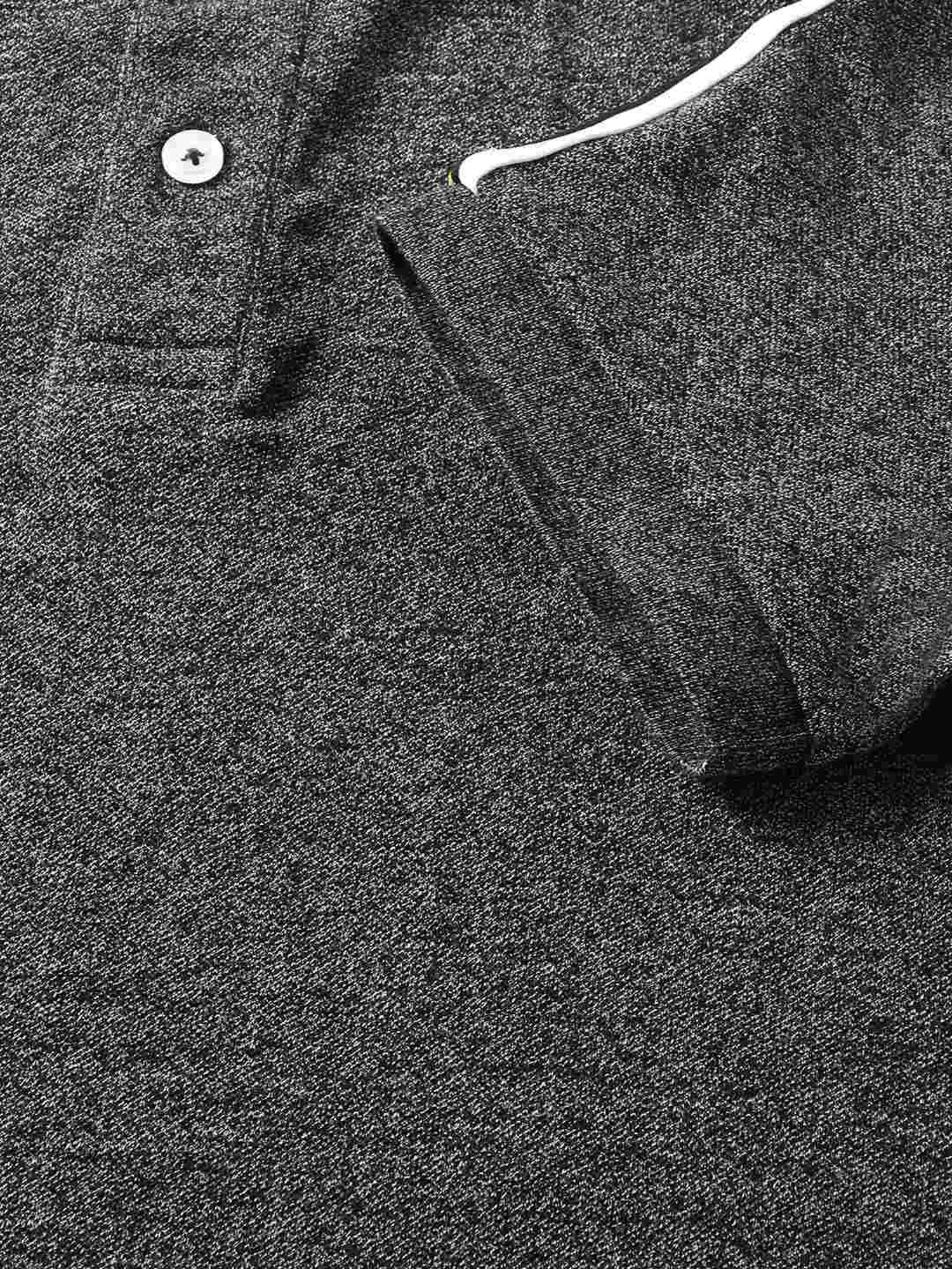 The Bear House Grey Slim Fit Self Pattern Polo T-Shirt