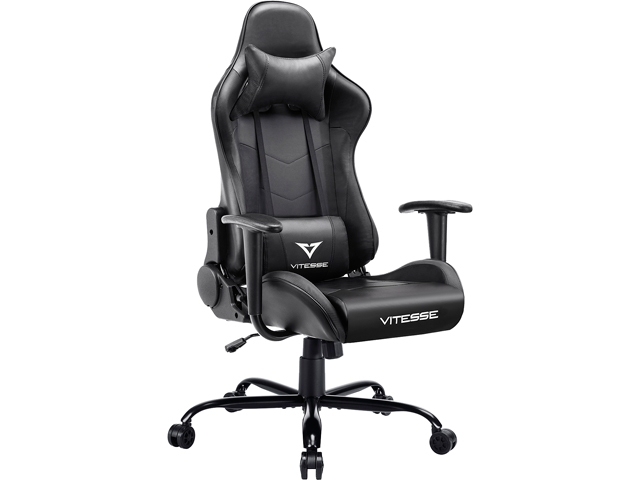 Vitesse Gaming Office Chair with Carbon Fiber Design, High Back Racing Style Seat, Swivel, Lumbar Support and Headrest(Red)