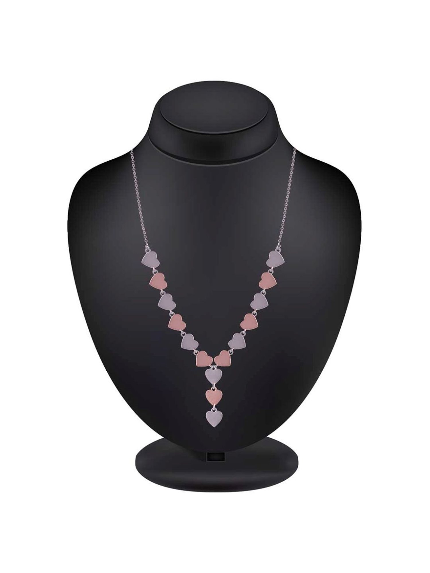 Rihi by P.C. Chandra Jewellers 925 Silver Heart Necklace with Earring Set for Women & Girls