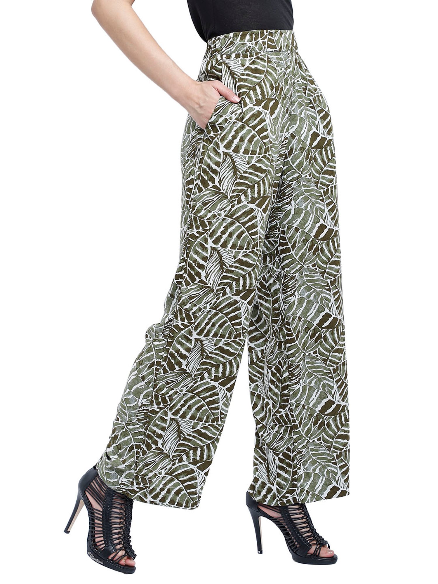 Aditi Wasan Green Regular Fit Elasticated Palazzos