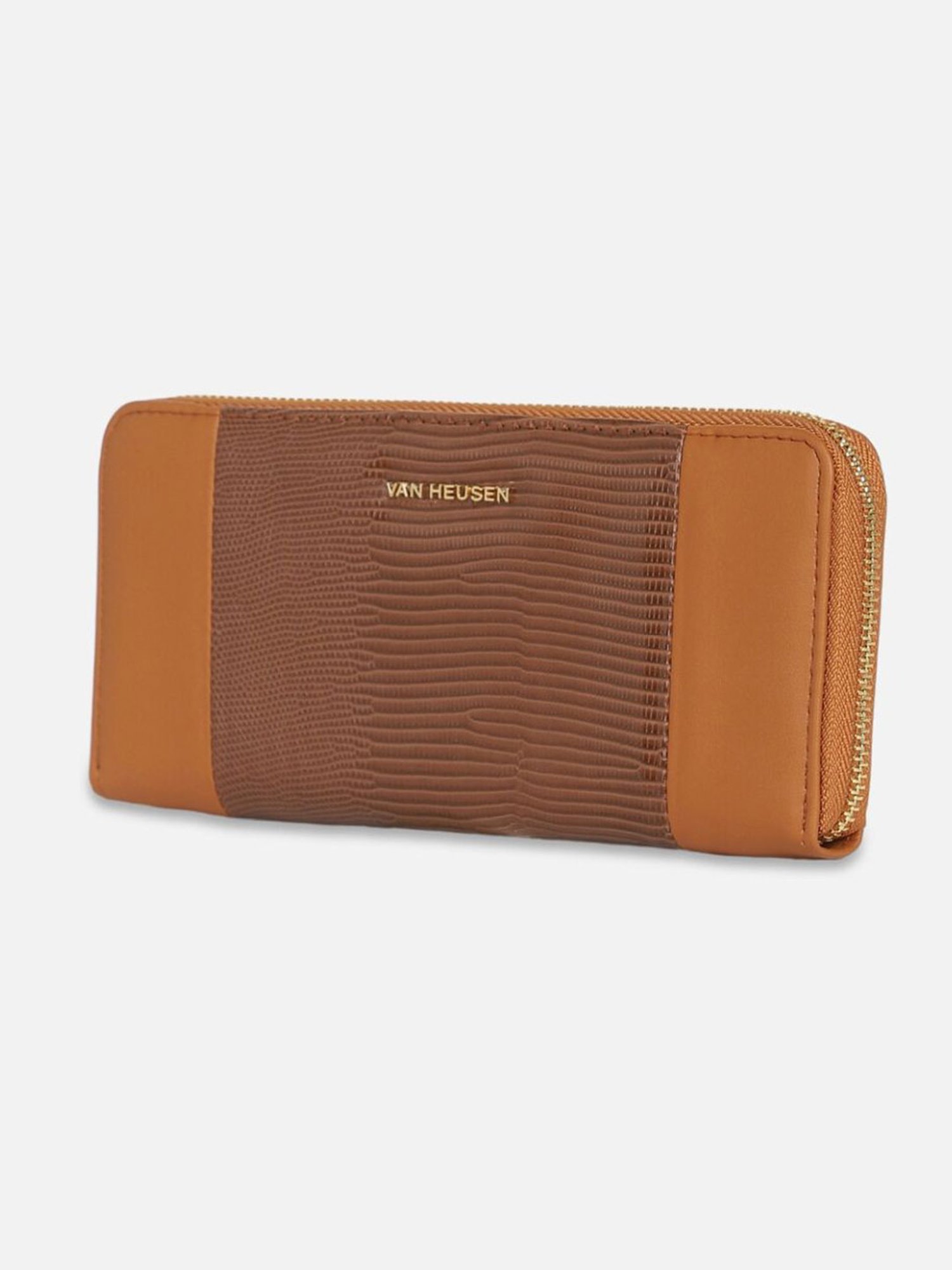 Van Heusen Brown PU Textured Zip Around Wallet