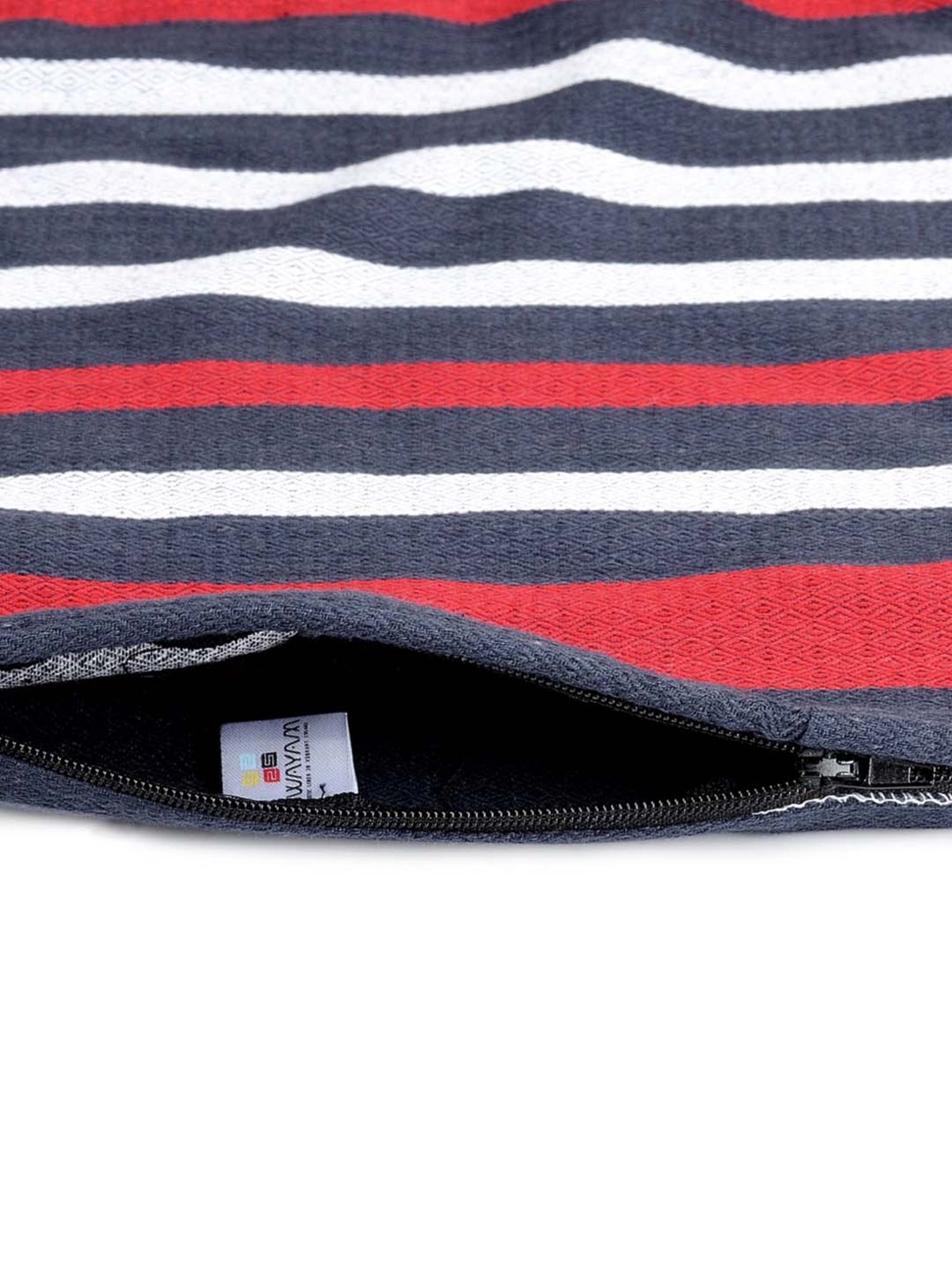 Swayam Red & White Cotton 30 cm x 30 cm Cushion Covers - Set of 5