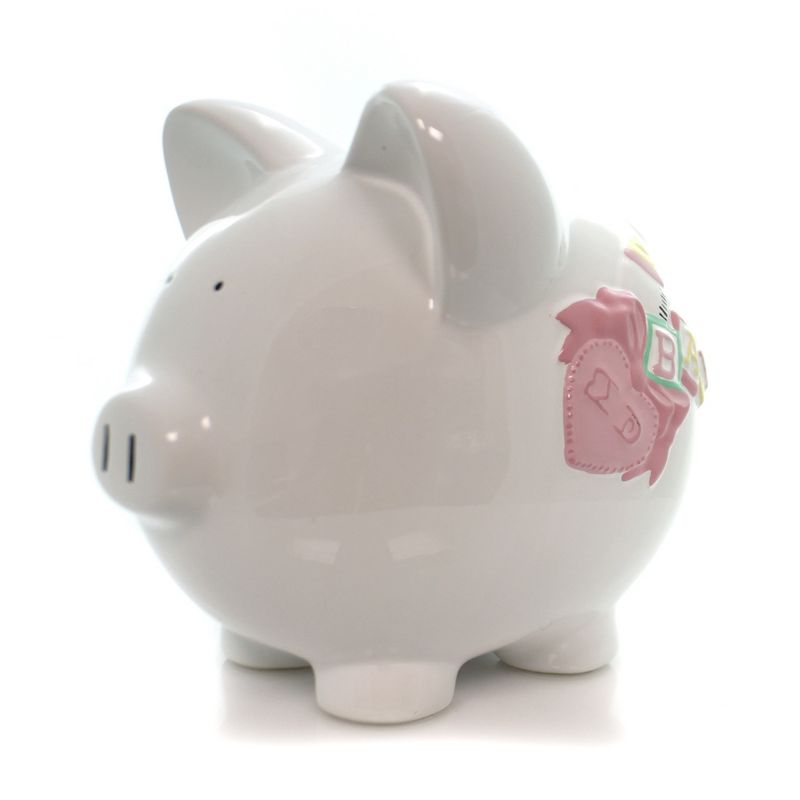 Bank 7.5" Bank Baby Girl Train Ceramic Piggy  -  Decorative Banks