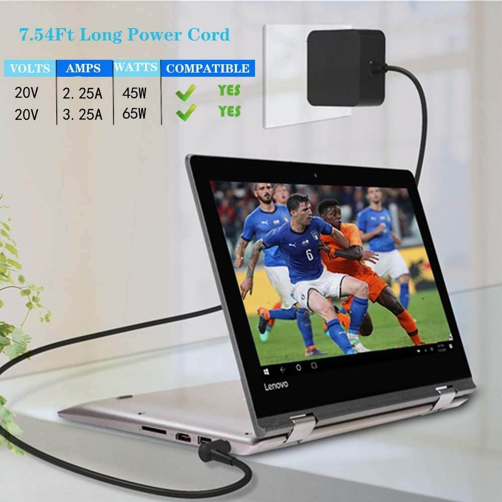 65W AC Charger Fit for Lenovo IdeaPad Flex 14 15 Flex-14 Flex-15 Flex-14IWL Flex-14API Flex-14IML Flex-15IWL Flex-15IML Flex-15IIL Laptop Power Supply Adapter Cord