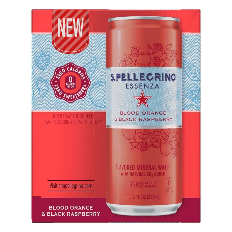 S.Pellegrino Essenza Blood Orange and Black Raspberry Sparkling Natural Mineral Water - 8pk/11.15 fl oz Cans