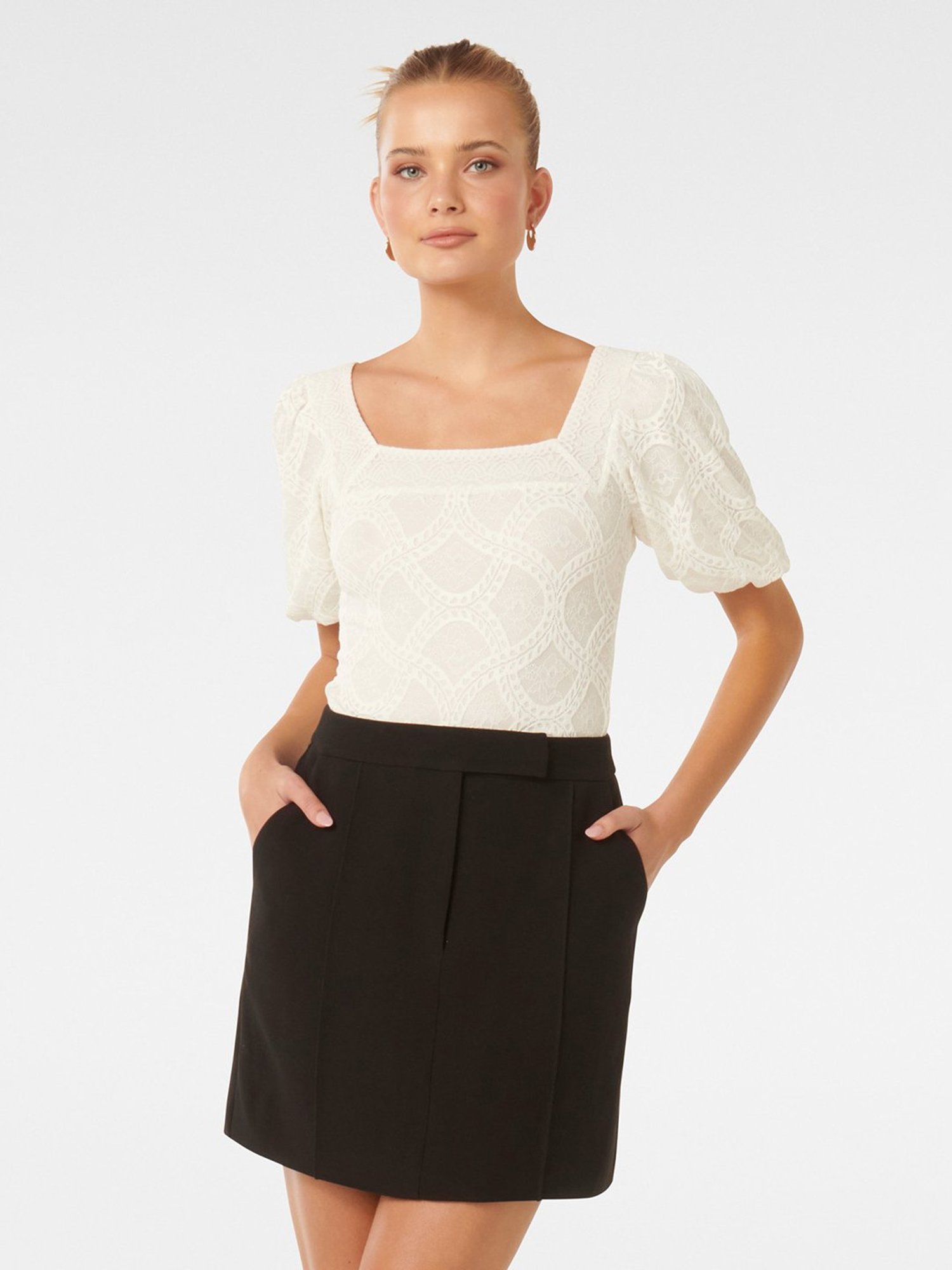 Forever New Rosemary Lace Square Neck Top