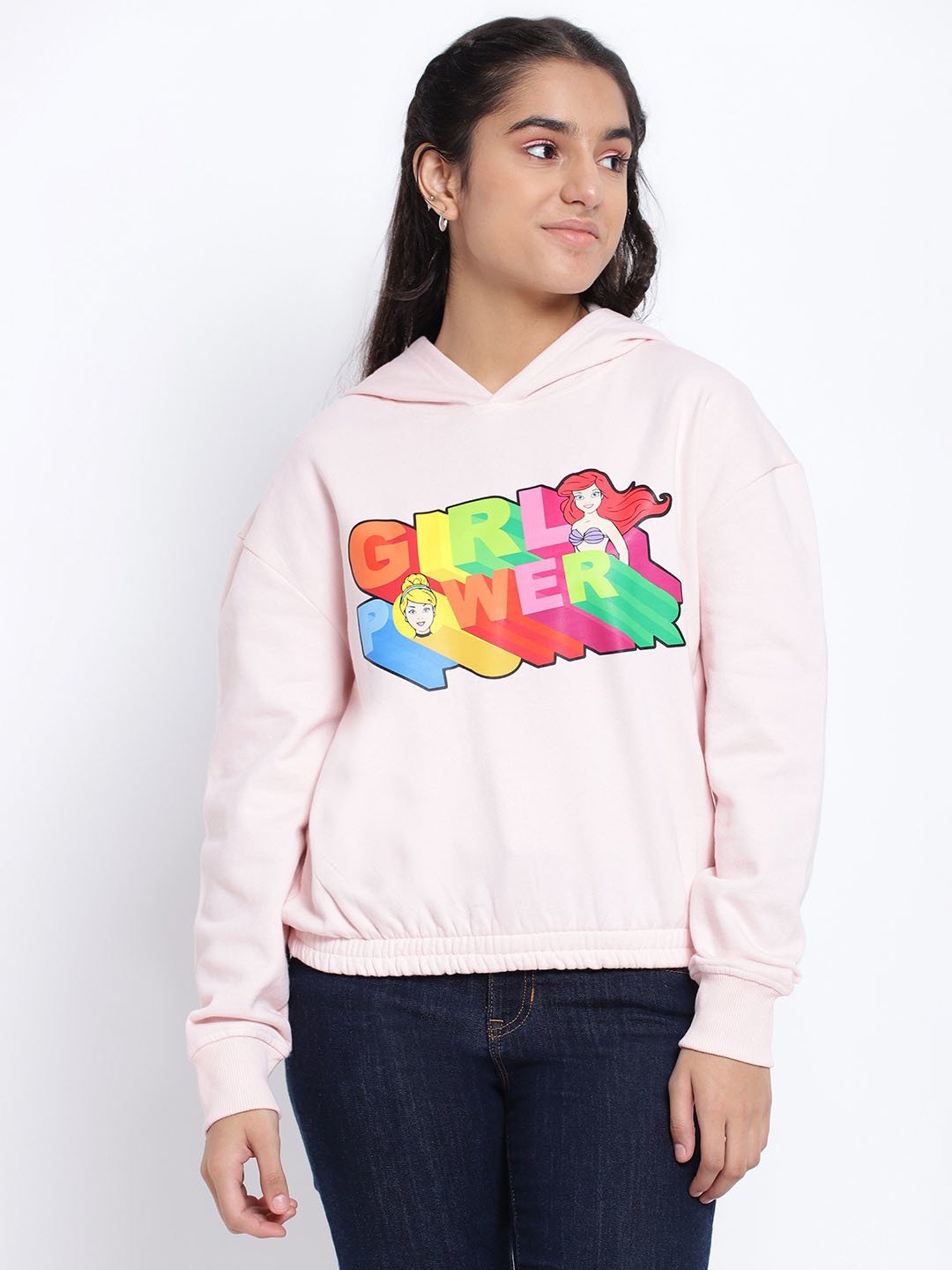 Lil Tomatoes Kids Light Pink Printed Full Sleeves Sweatshirt