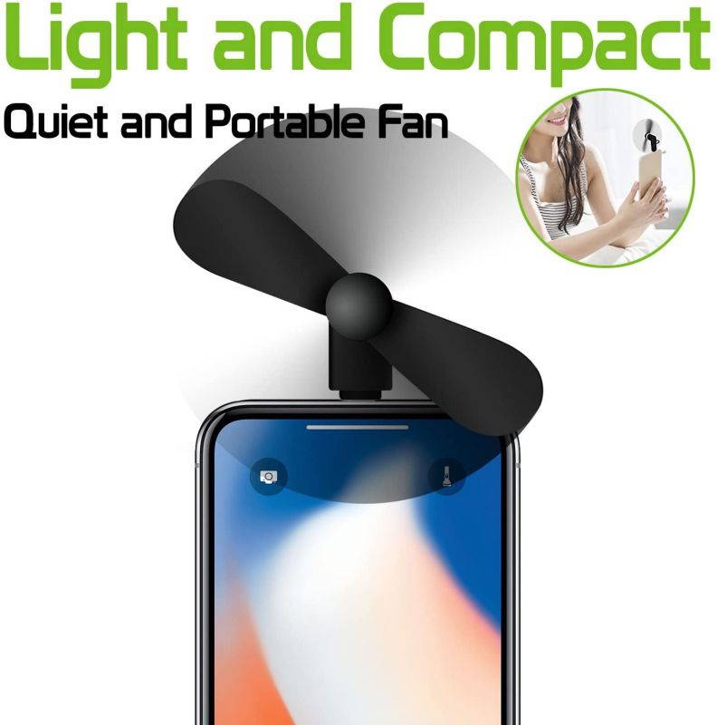 Cellet Portable Mini USB Fan [Powerful and Light Weight] Compatible with Apple iPhone 11 Pro Max XS Max Xr X 8/8 Plus 8 7/7 Plus and All Other 8 Pin USB Port, Black, Small (FANLIGHTNING)